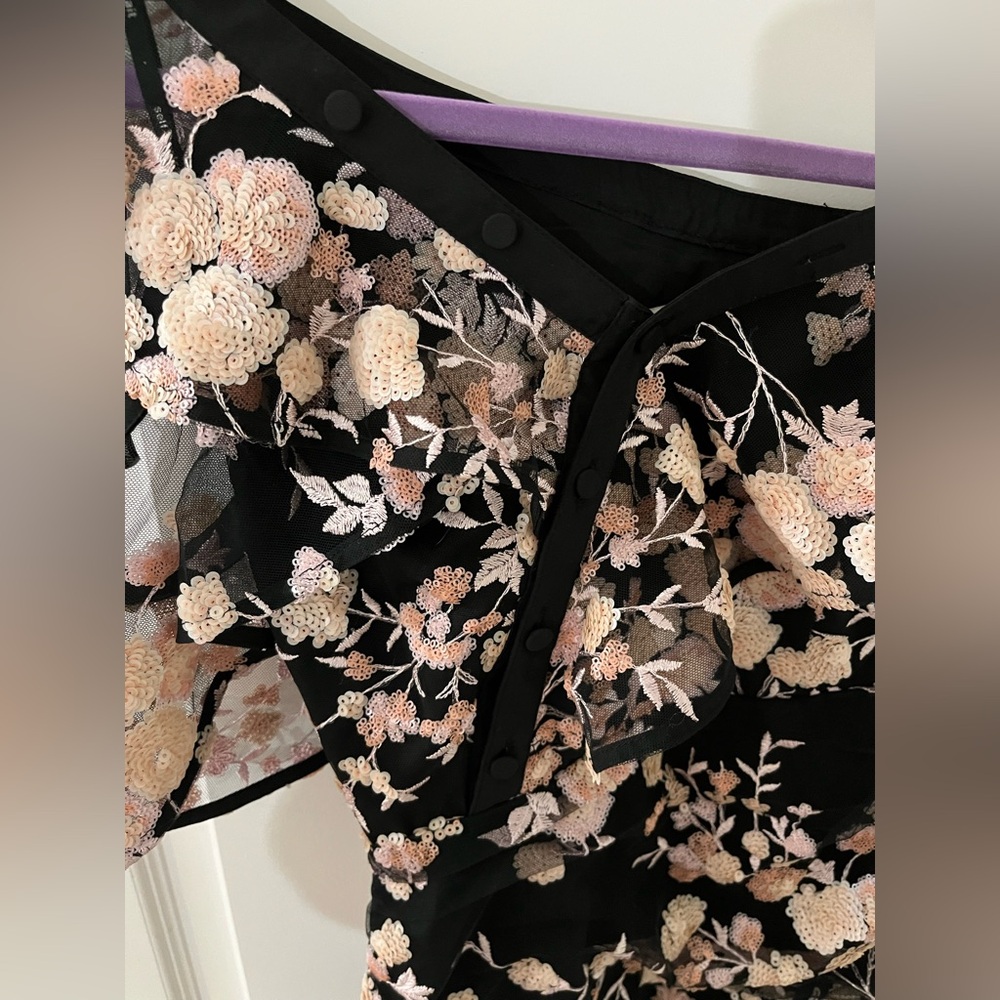 Self-Portrait Black Floral Off-Shoulder Mini Dress - Picture 5 of 10